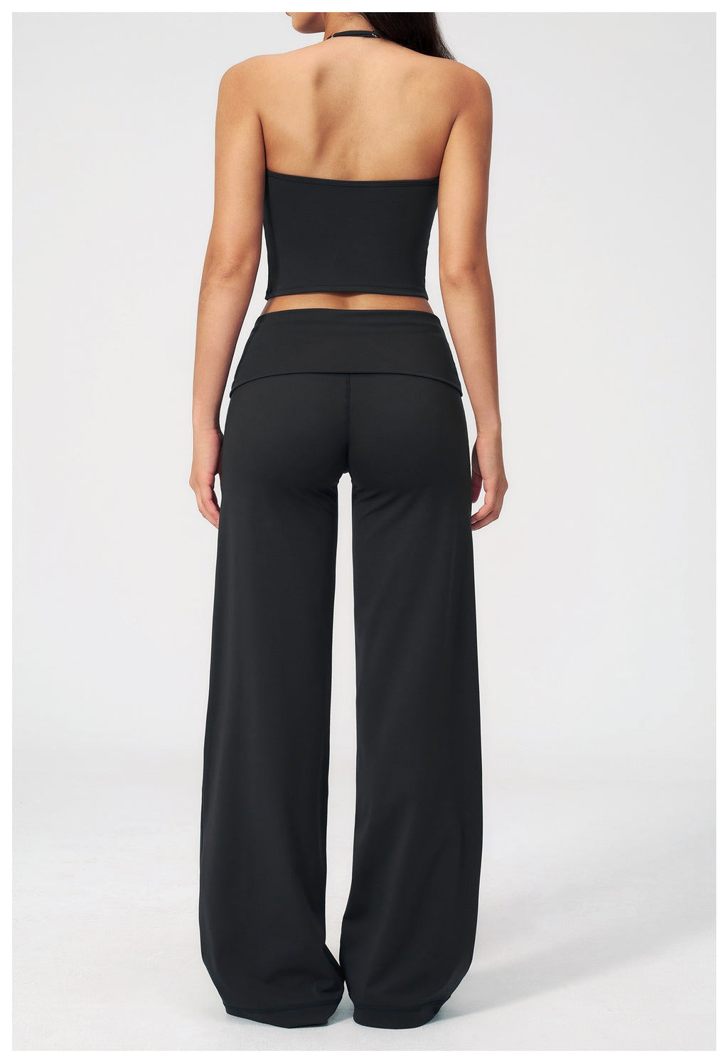 Aura Ease Set — Halter Top & Fold-Over Wide-Leg Pants
