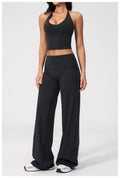 Aura Ease Set — Halter Top & Fold-Over Wide-Leg Pants