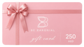 Be Baronial gift card in blush pink with satin ribbon bow and 250 AED value